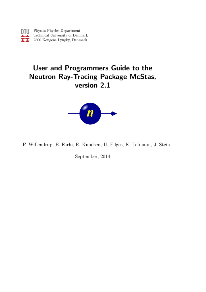 User And Programmers Guide To The Neutron Ray Tracing Manualzz