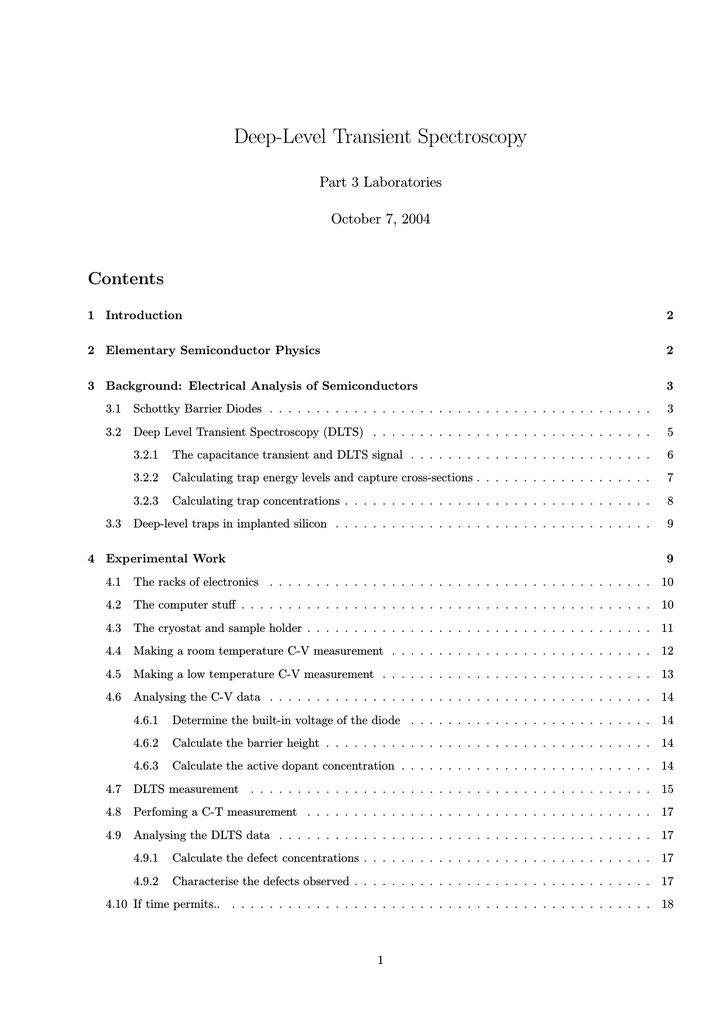 Deep Level Transient Spectroscopy Manualzz