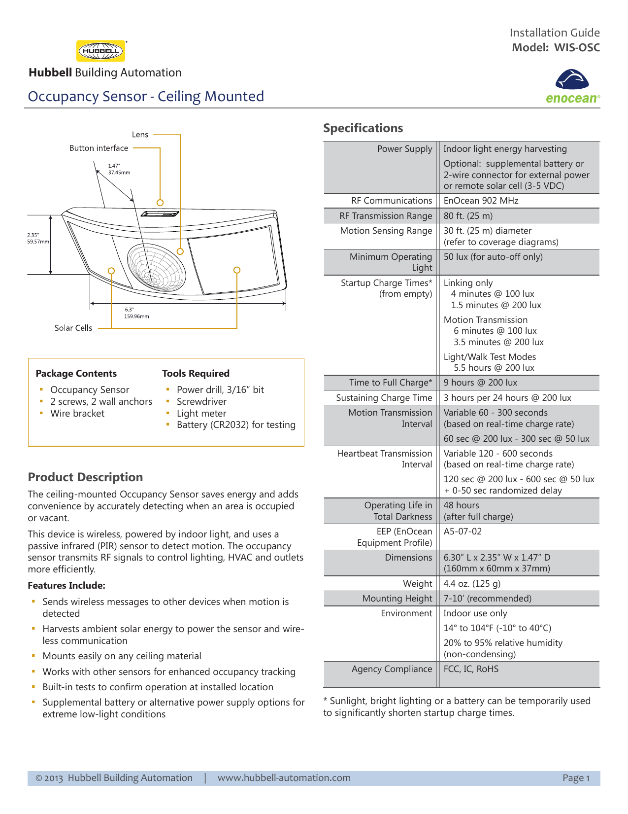 Wistar Occupancy Sensor Ceiling Mounted Install Instructions