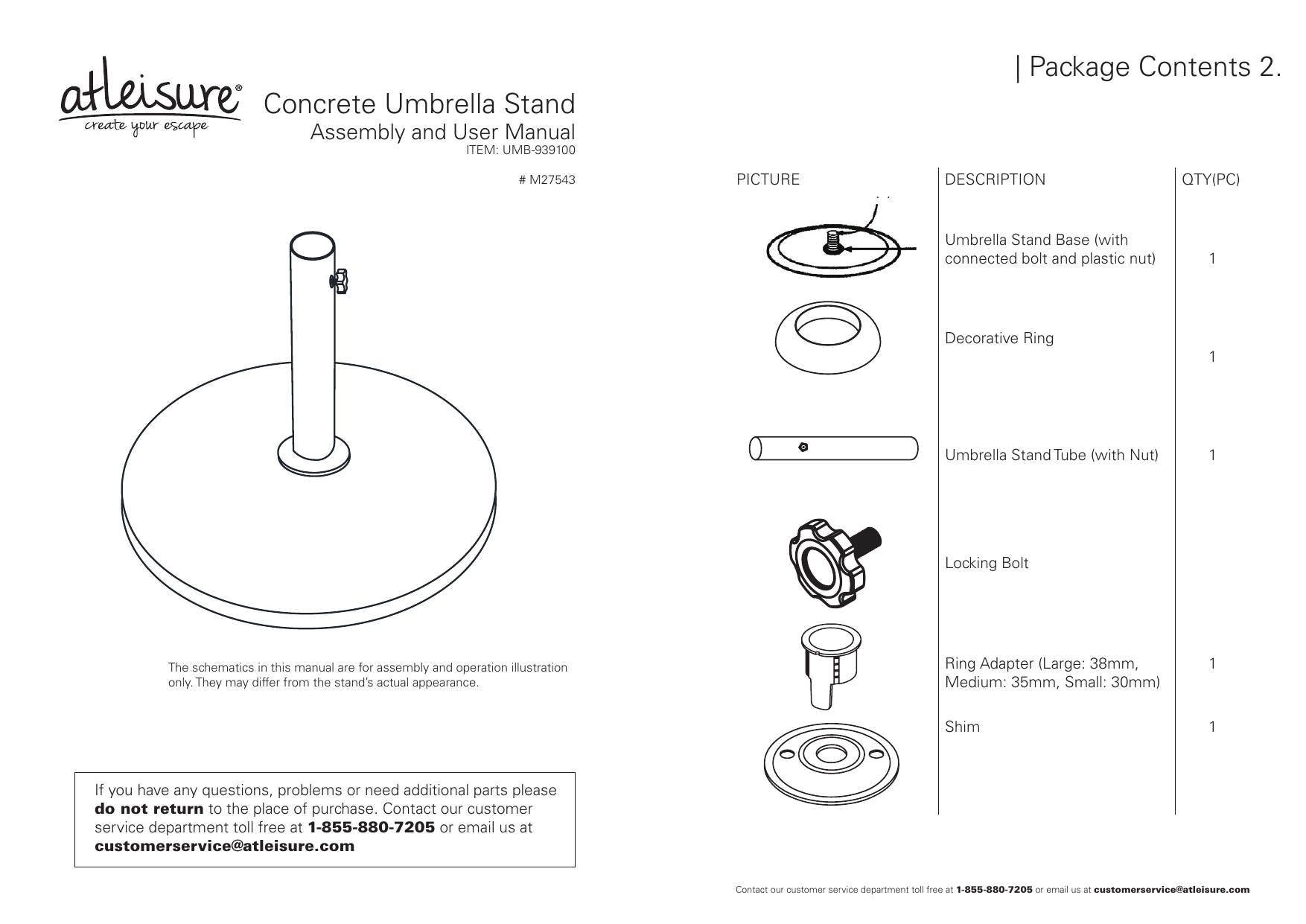 Package Contents 2 Concrete Umbrella Stand Manualzz