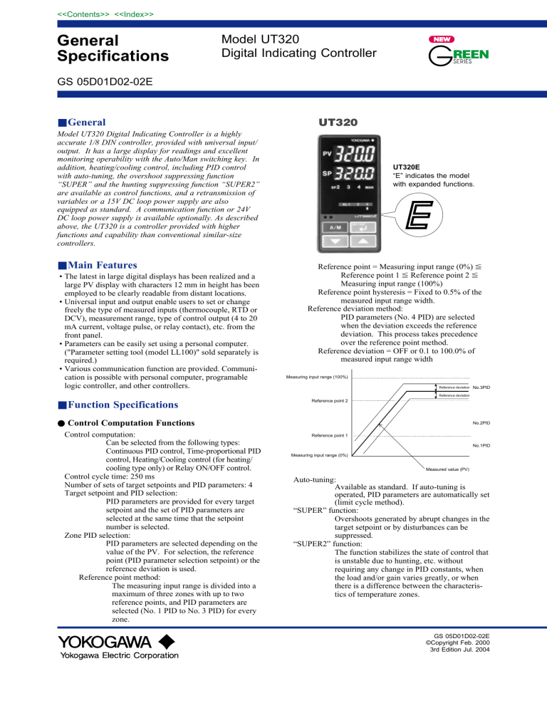 Yokogawa UT320 Temperature Controller Data Sheet PDF Manualzz