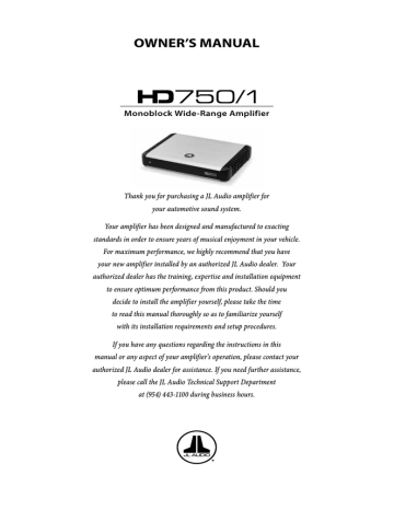 Jl Audio Hd750 1 Mobile Amplifier Owner S Manual Manualzz