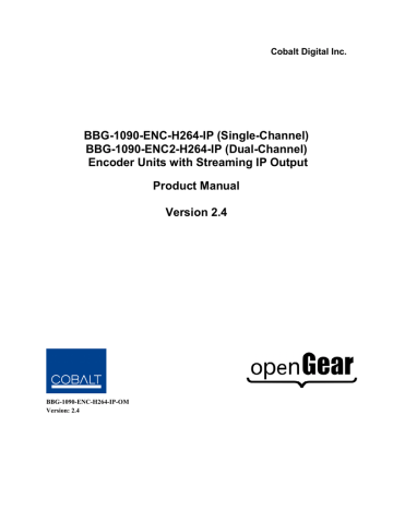 BBG-1090-ENC-H264-IP User Manual | Manualzz