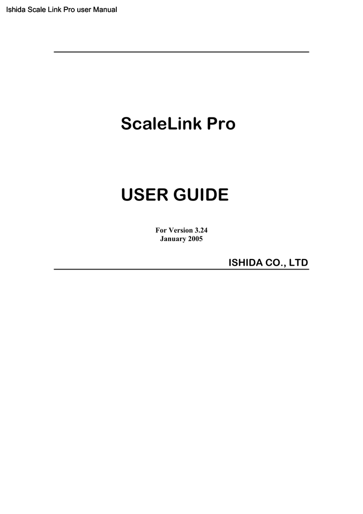 Ishida Scale Link Pro user Manual - THE-CHECKOUT-TECH | Manualzz