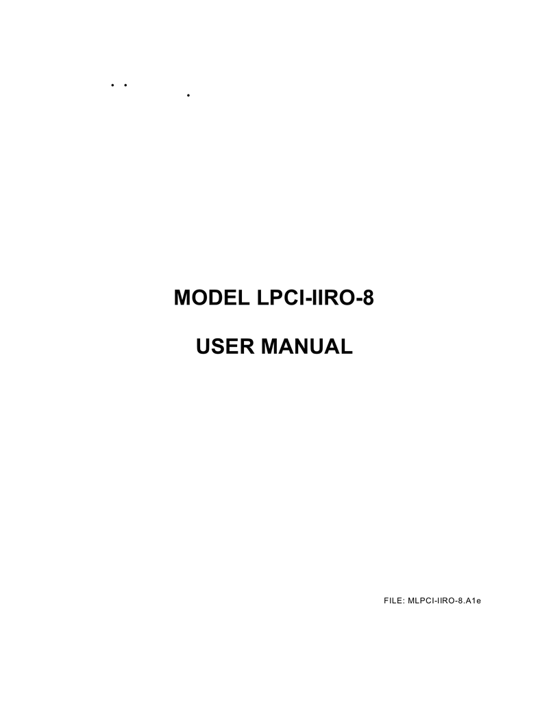 Model Lpci-iiro-8 User Manual 