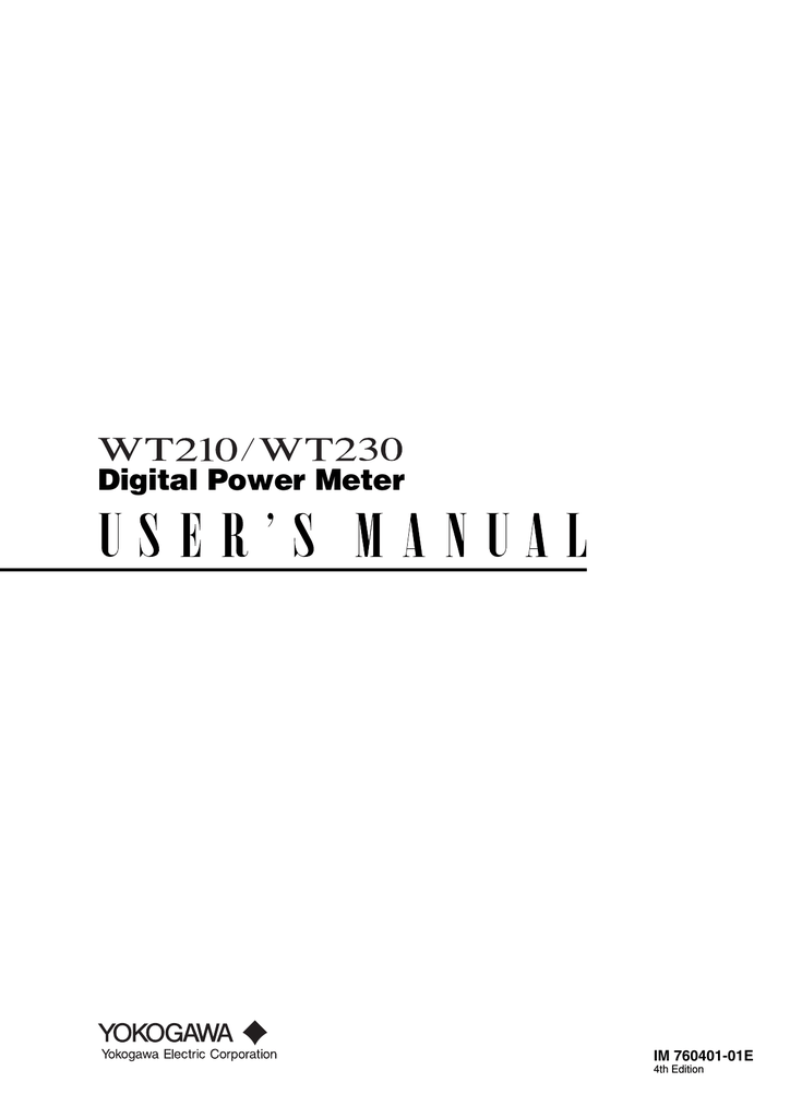 WT210/WT230 Digital Power Meter User`s Manual Manualzz
