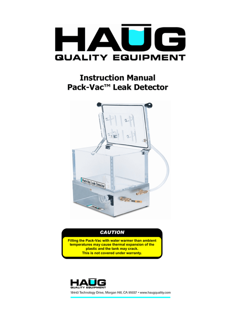 Instruction Manual PackVac™ Leak Detector Manualzz