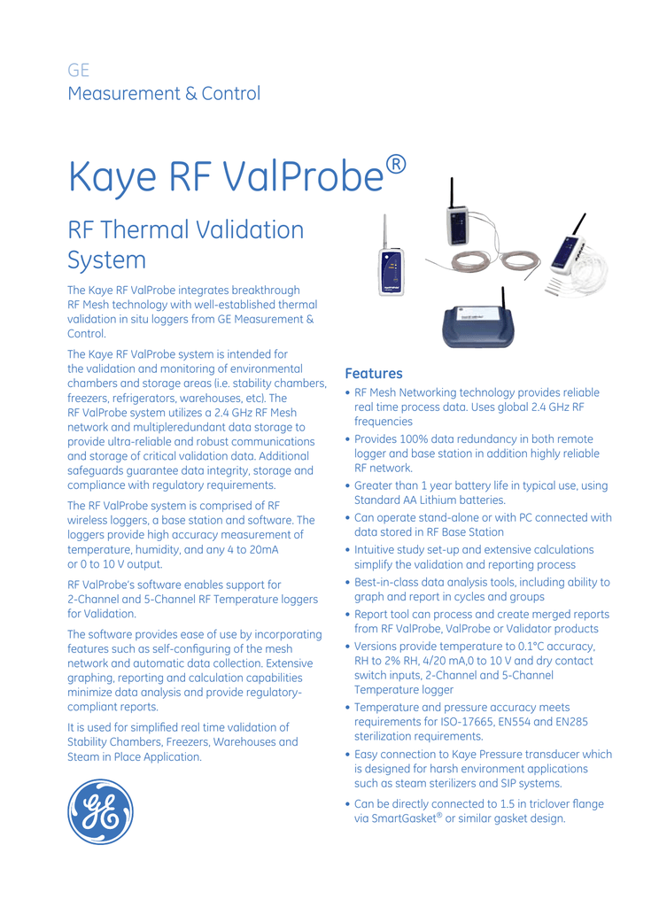 Kaye RF ValProbe Temperature/ Humidity Data Logger | Manualzz