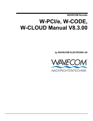 WAVECOM Decoder W-PCI/e, W-CODE, W | Manualzz