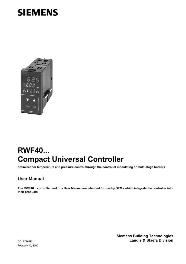 RWF40... Compact Universal Controller | Manualzz