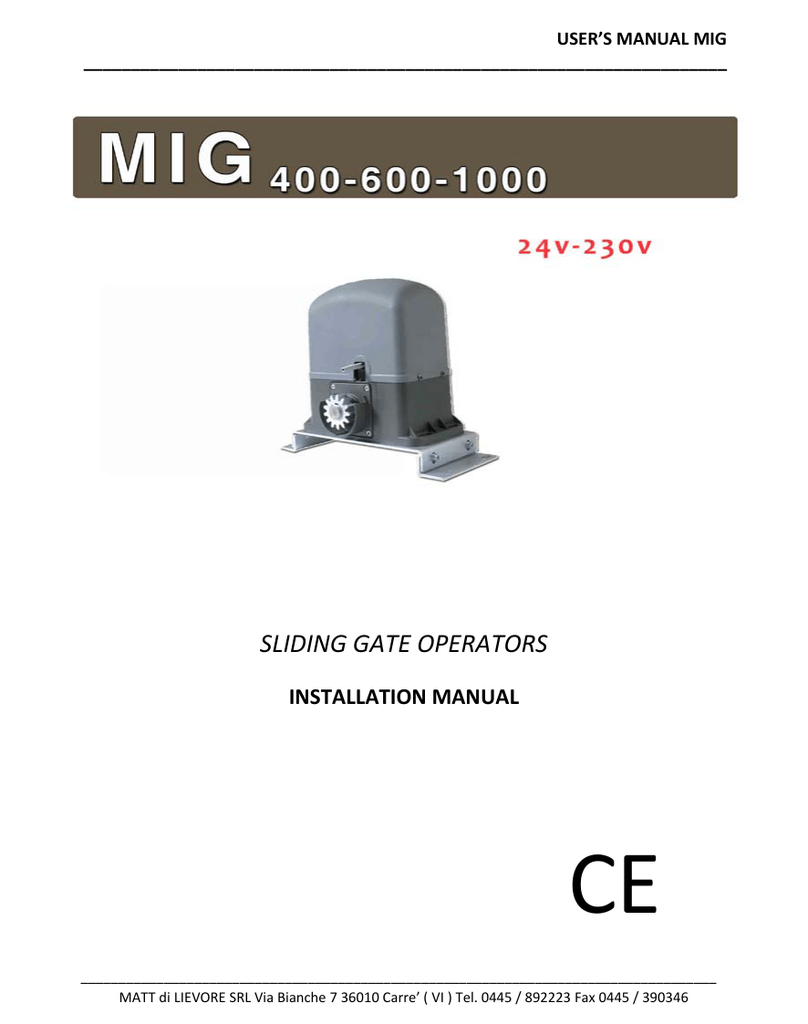 Coz Sliding Gate Opener Manual Pdf