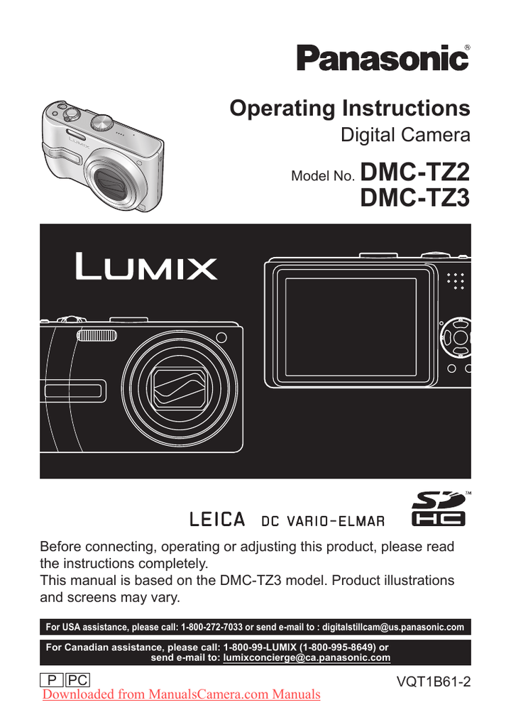 Panasonic Lumix DMCTZ3 User`s Manual Manualzz