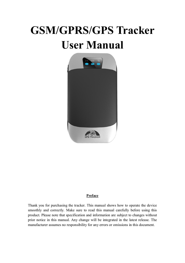 GSM/GPRS/GPS Tracker User Manual Manualzz