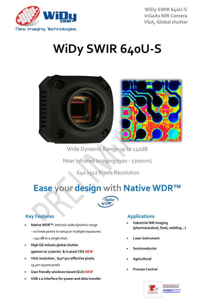 WiDy SWIR 640US Pembroke Instruments Manualzz