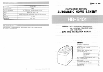 instructions for hitachi bread machine