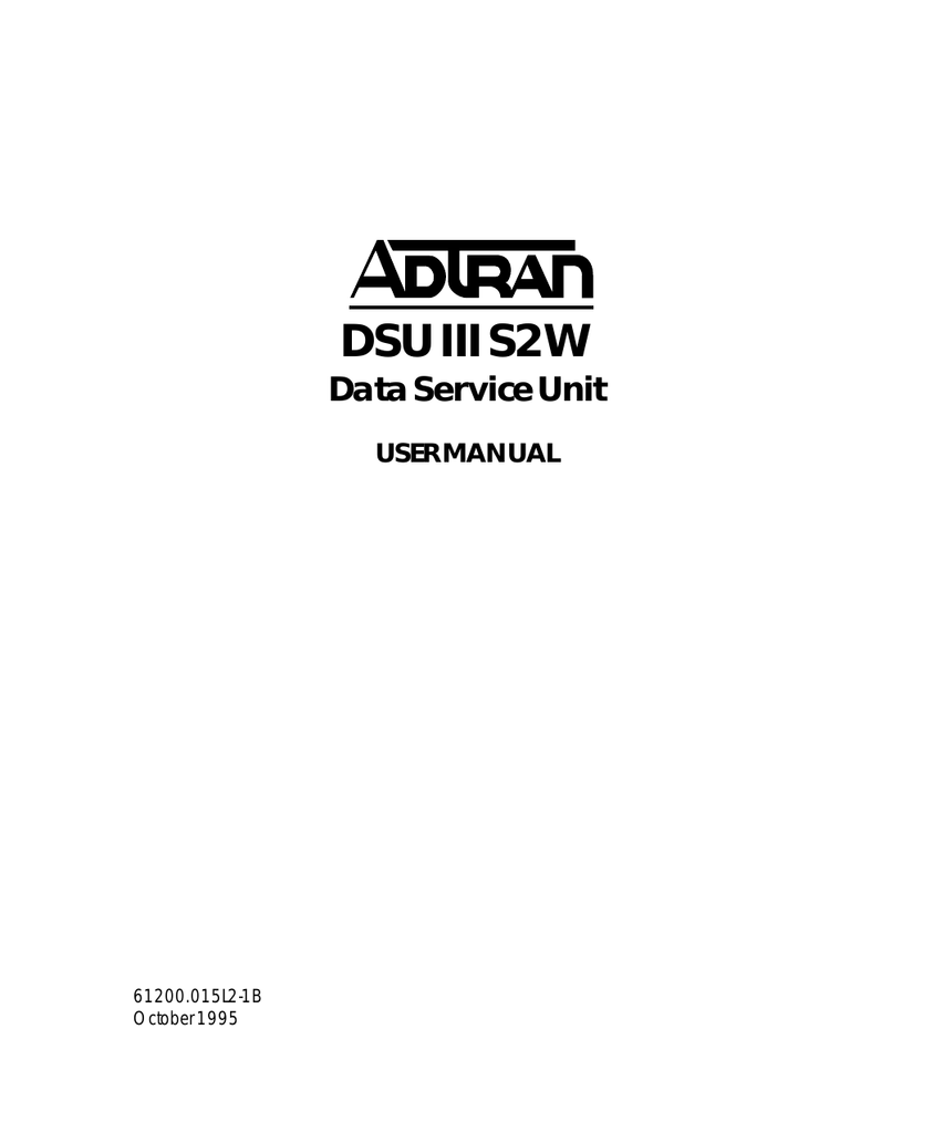 DSU III S2W User Manual Manualzz