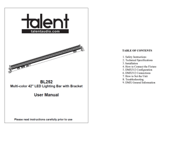Talent BL252 LED Linear Strip Lighting Bar Manual | Manualzz