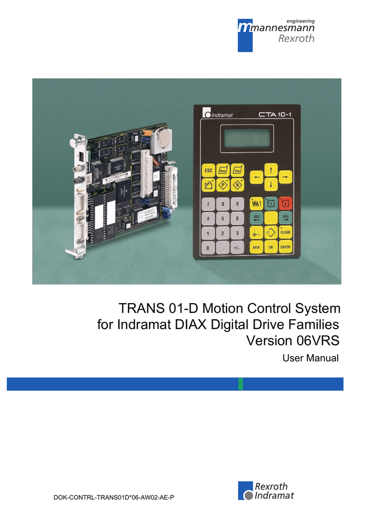 Trans 01 D Motion Control System For Indramat Diax Manualzz