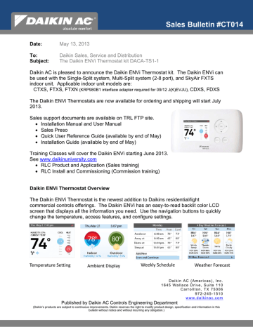 Daikin Ac Pdf Sales Bulletin Ct014 Manualzz