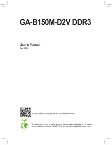 Gigabyte GA-B150M-D2V DDR3 User manual | Manualzz
