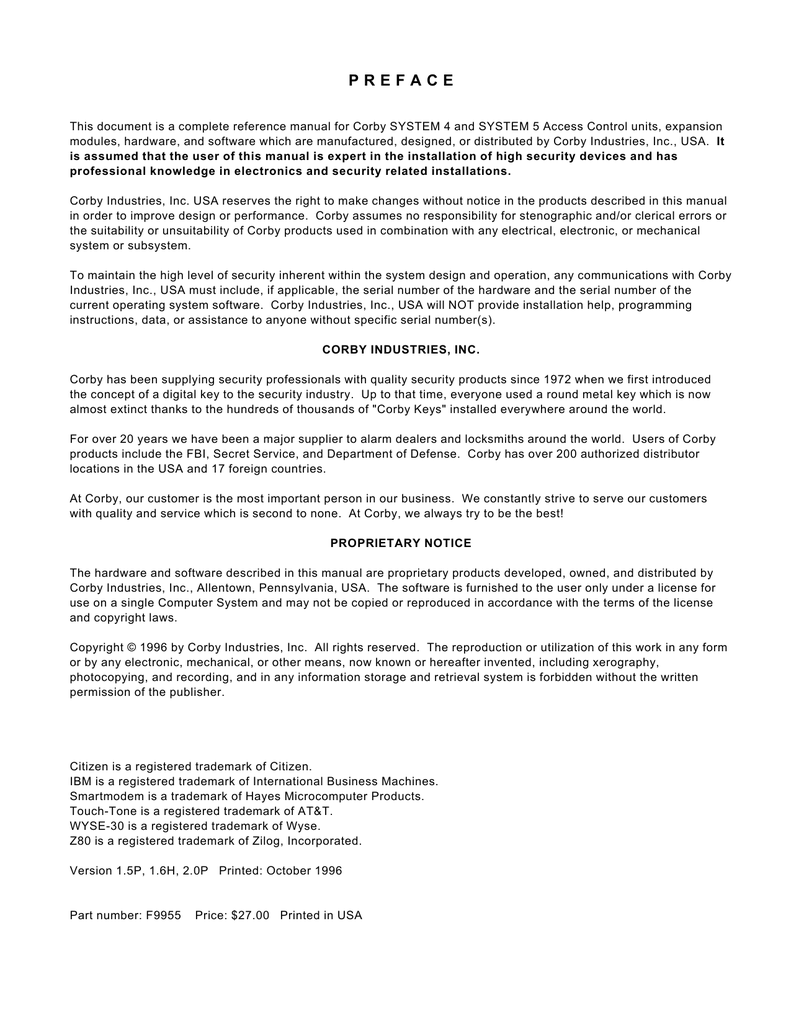 Corby System 4/5 Manual Manualzz