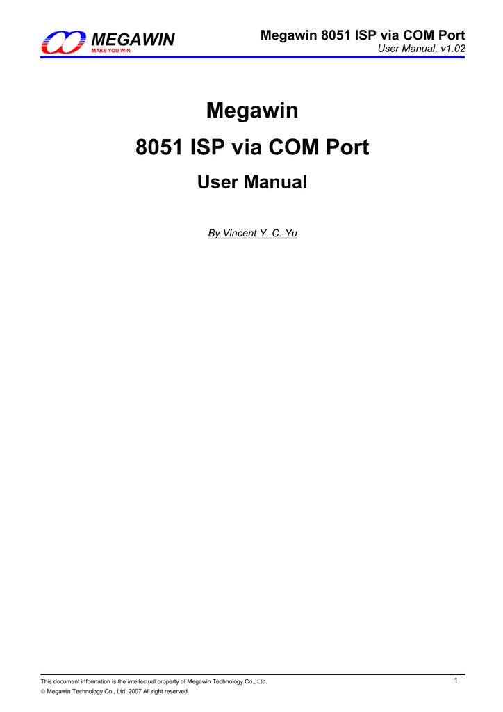 Megawin 8051 ISP via COM Port User Manual Manualzz