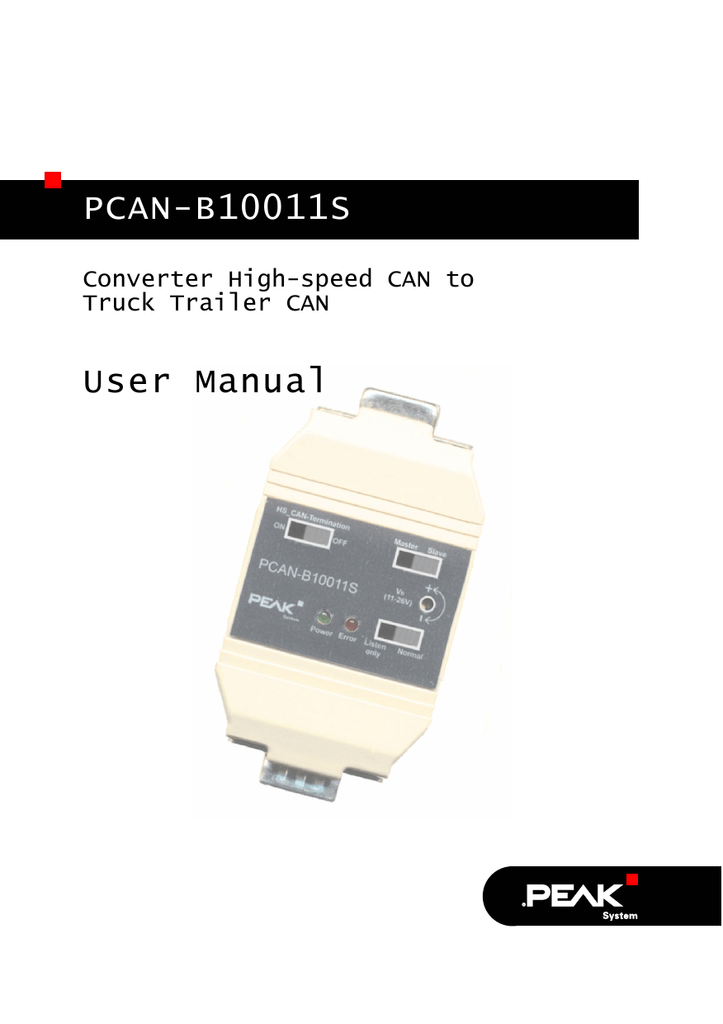 PEAK PCAN-B10011S User Manual | Manualzz