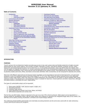 Horizons User Manual Version 3 12 January 4 05 Manualzz