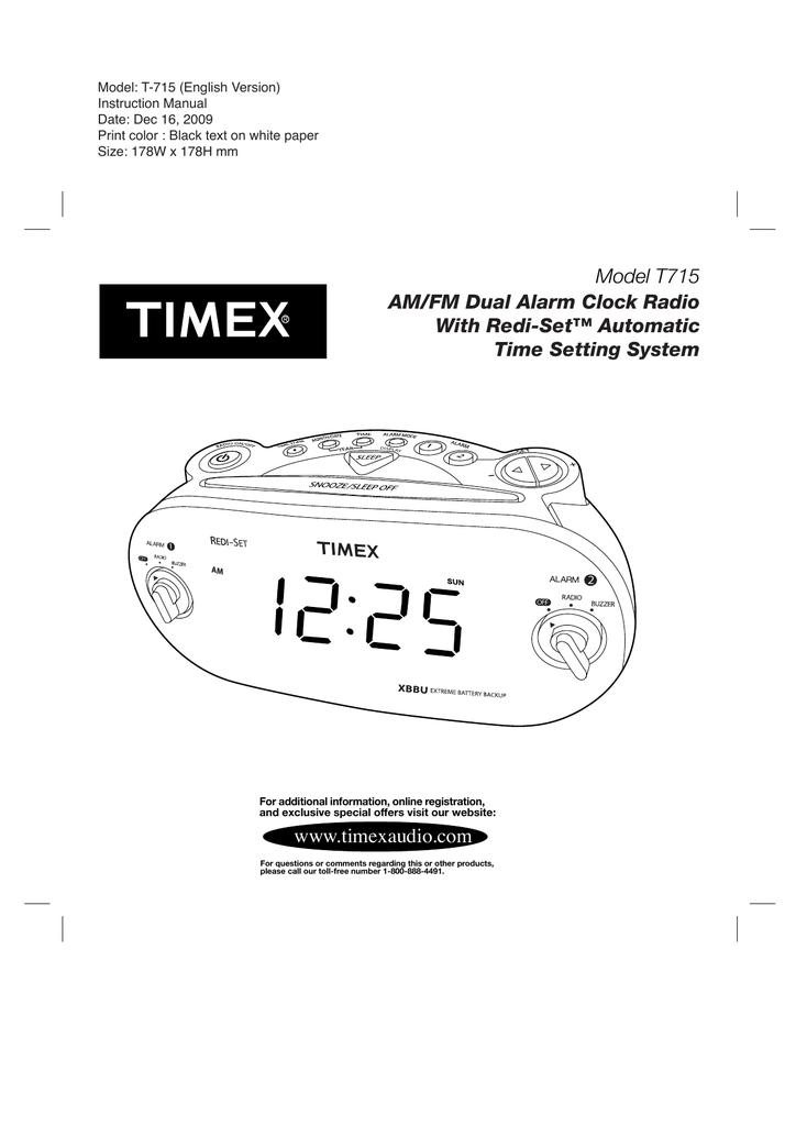 Timex T715 Clock Radio Manual