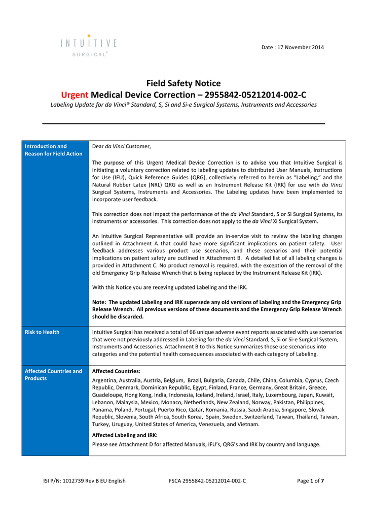 Urgent Medical Device Correction 2955842 Manualzz