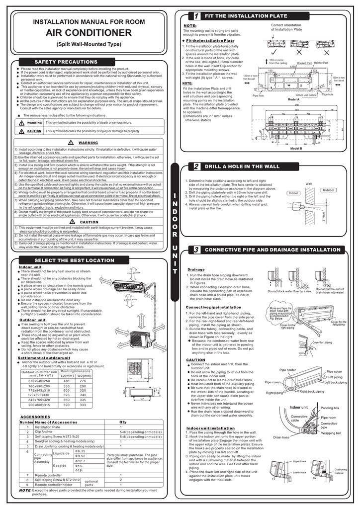 24000 BTU Senville Air Conditioners Installation Manual Manualzz