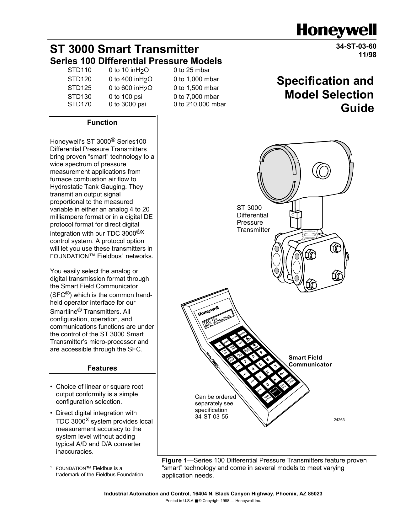 St 3000 Smart Transmitter Specification And Model Selection Guide Manualzz