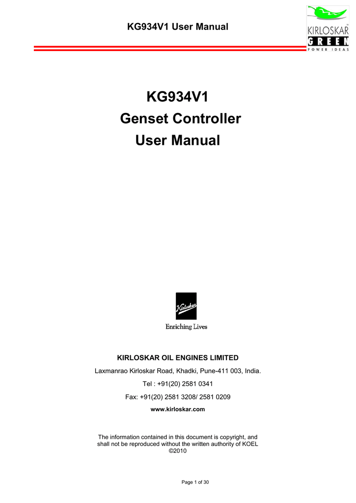 Kg 934 Controller Manual