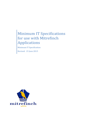 Mitrefinch Support pdf Minimum IT Specification | Manualzz