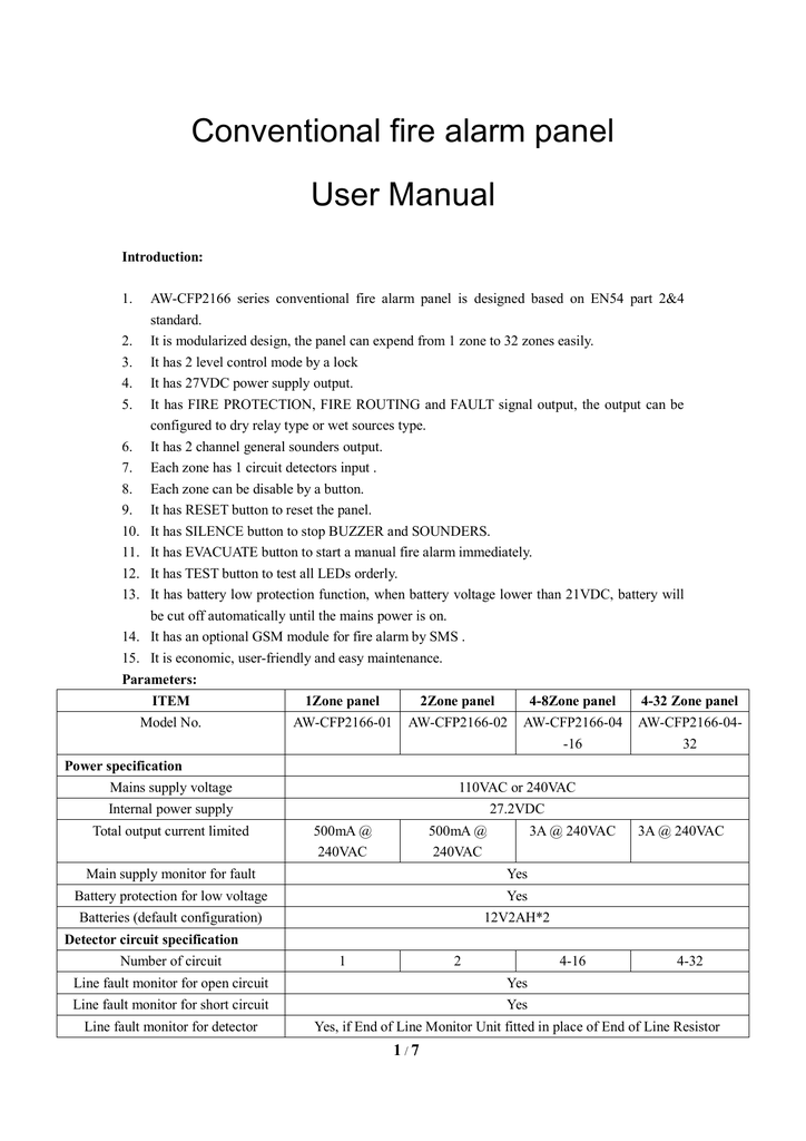 Conventional fire alarm panel User Manual Manualzz