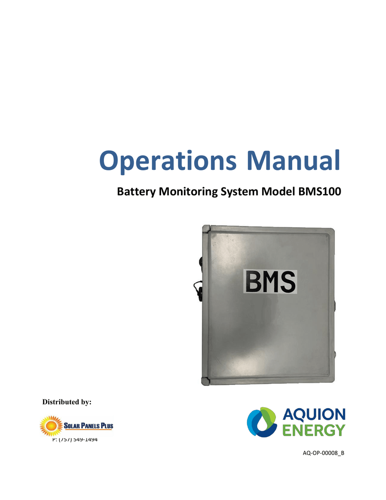 BMS100 User Manual Manualzz