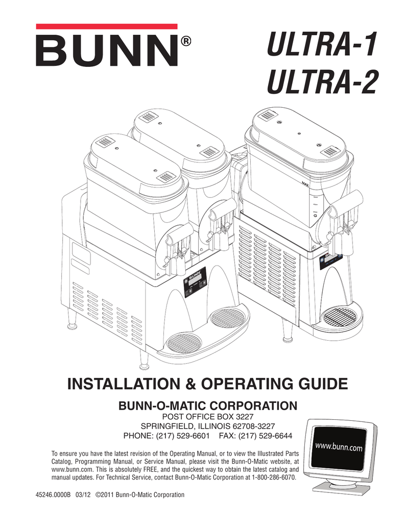 ultra-1 ultra-2 installation & operating guide bunn-o Manualzz.