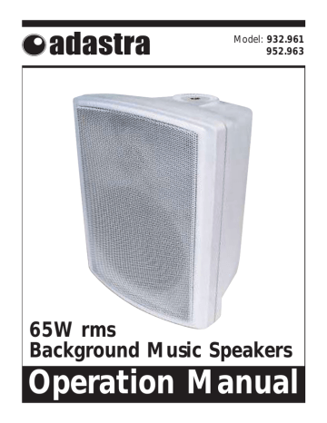 Adastra FSV-B FS Series High Performance Foreground Speaker Instruction manual | Manualzz