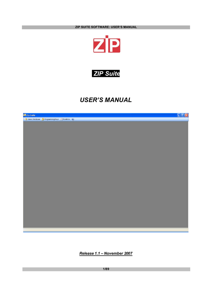 ZIP Suite USER`S MANUAL | Manualzz