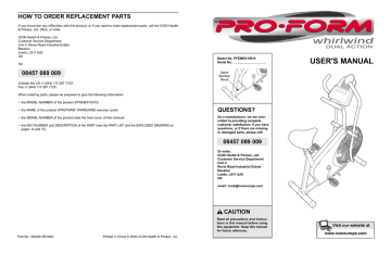 proform whirlwind dual action manual