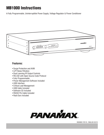 Panamax MB1000 1000VA Rack Mount UPS manual | Manualzz