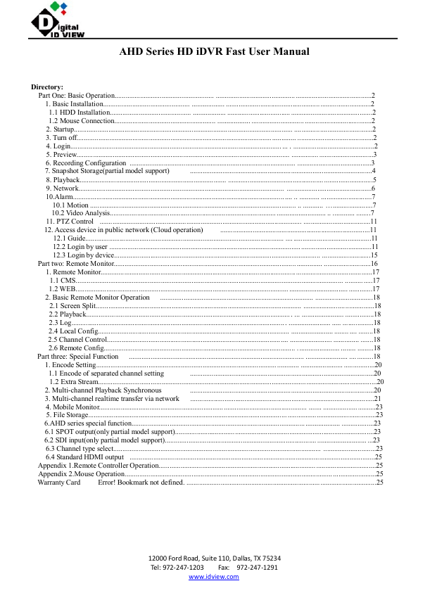 AHD DVR User Manual Manualzz