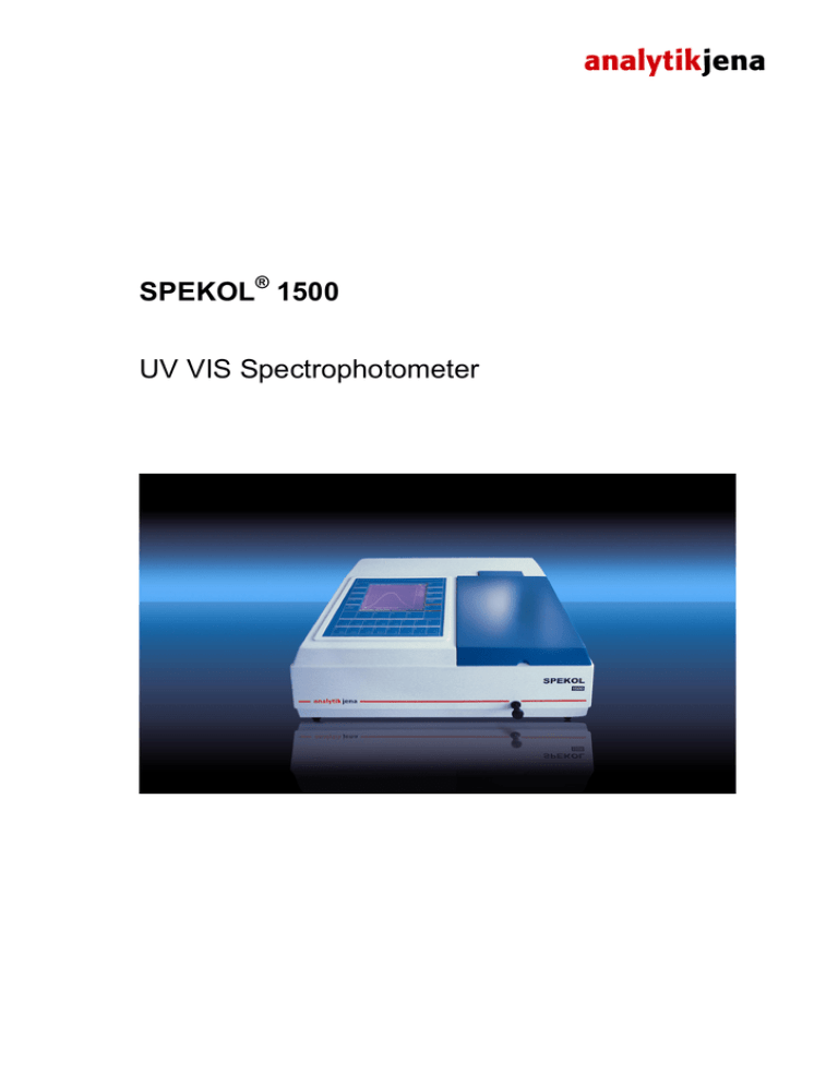 SPEKOL 1500 UV VIS Spectrophotometer Maintenance