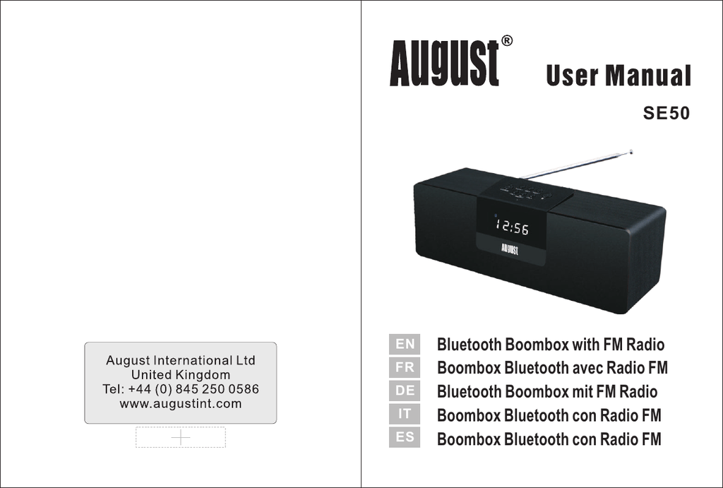 august bluetooth boombox with fm radio