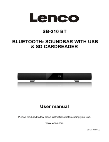 Lenco SB-210 BT Owner Manual | Manualzz