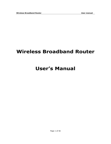 Wireless Broadband Router User`s Manual | Manualzz
