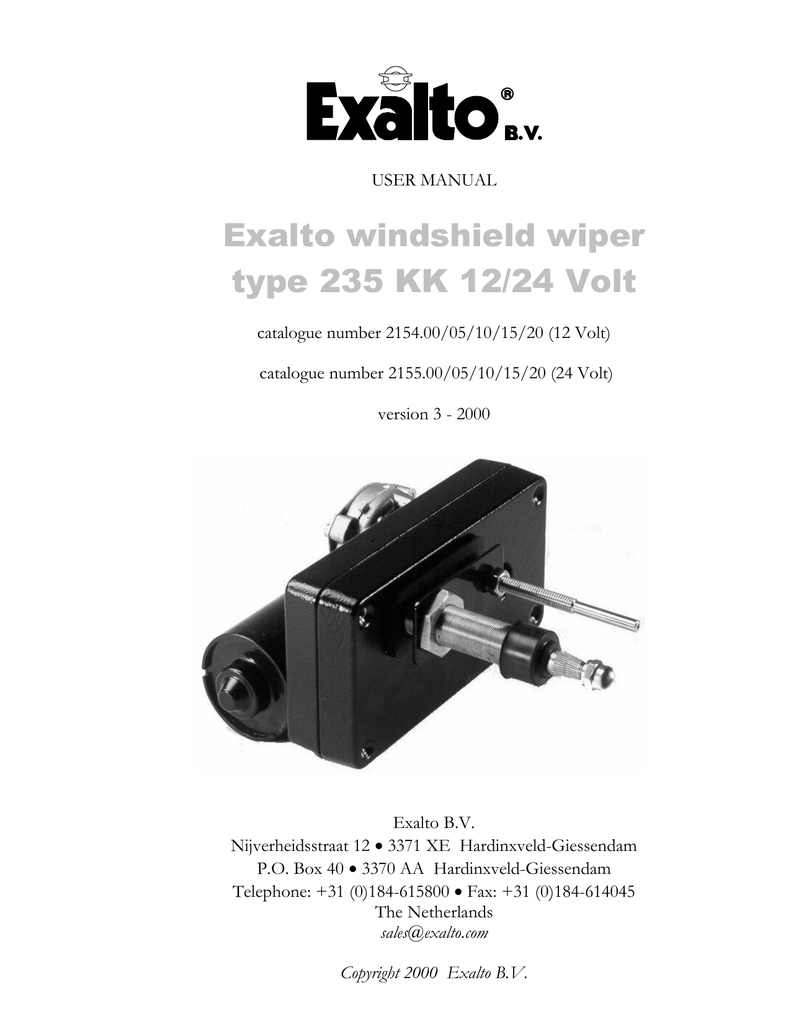 Exalto windshield wiper type 235 KK 12/24 Volt Manualzz