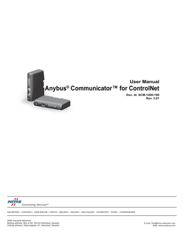 Any Bus Controlnet Anybus Communicator for ControlNet User Manual | Manualzz