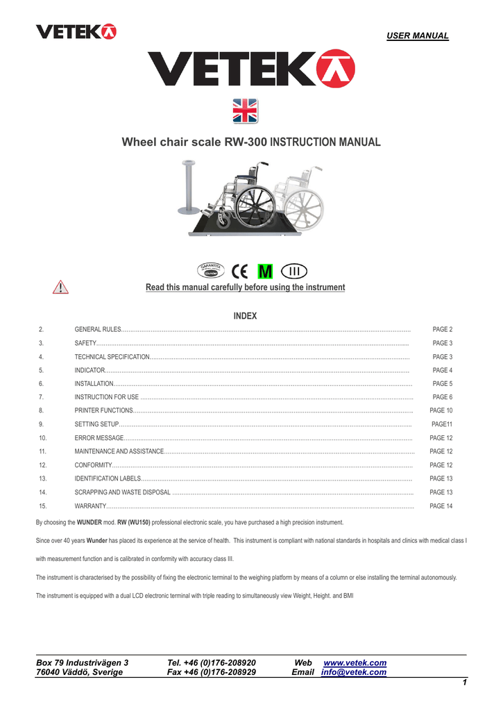 Wheel Chair Scale Rw 300 Instruction Manual Manualzz Com
