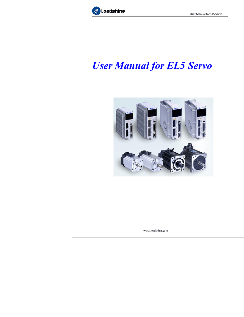 User Manual for EL5 Servo Manualzz